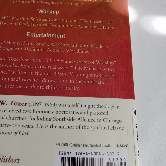 " A.W. Tozer on Worship and Entertainment  " Book Christain Living Spirituality - Picture 12 of 12